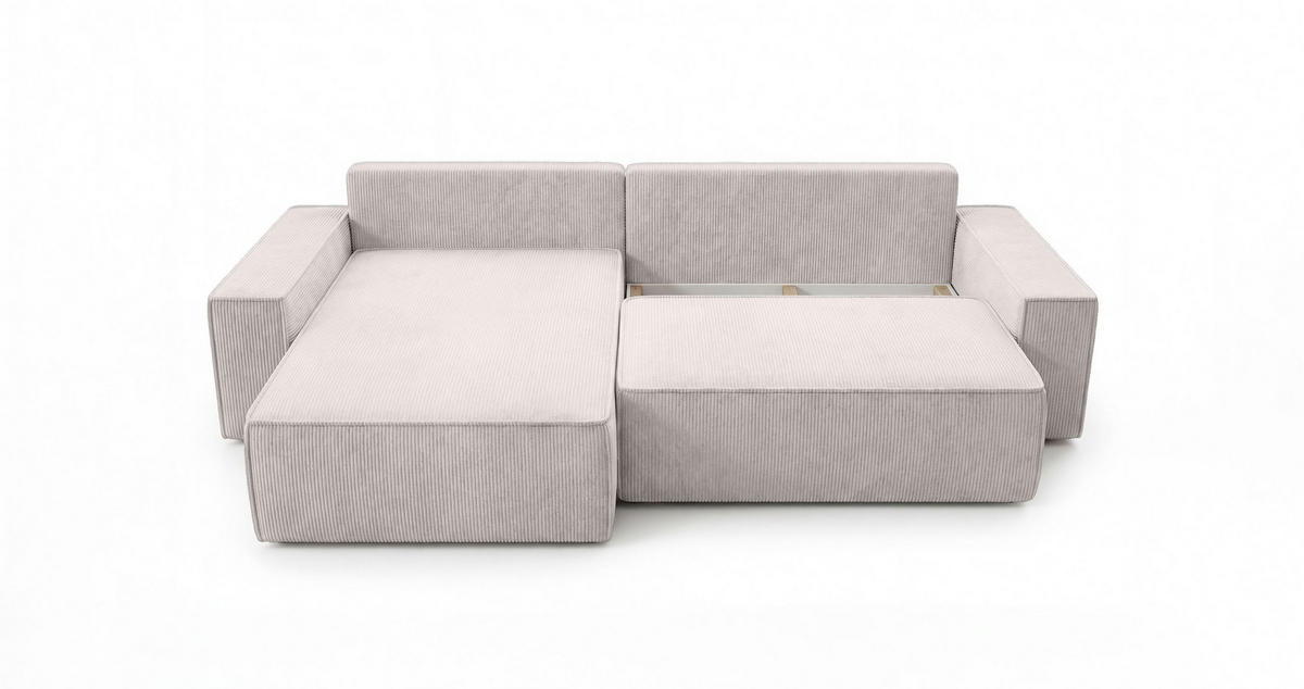 ECKSOFA California mit Schlaffunktion Vanille Links - Weiß, Textil (280/185cm) - Cornero