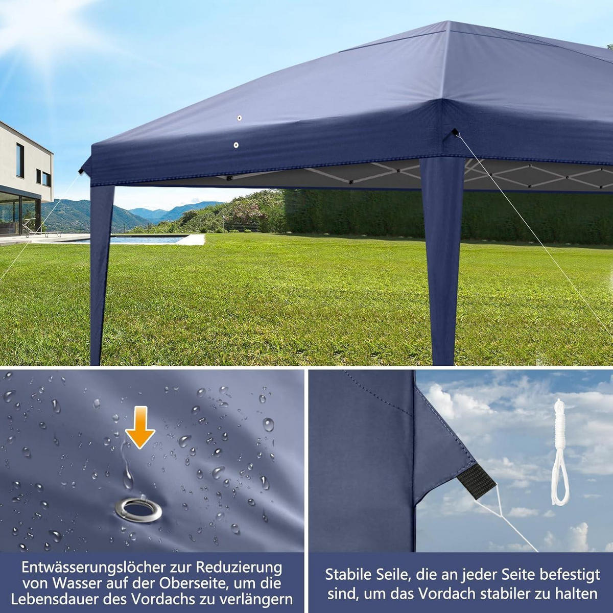 FALTPAVILLON 3x6m UV-Schutz 50+ Blau - Blau, Textil (300/268/600cm)