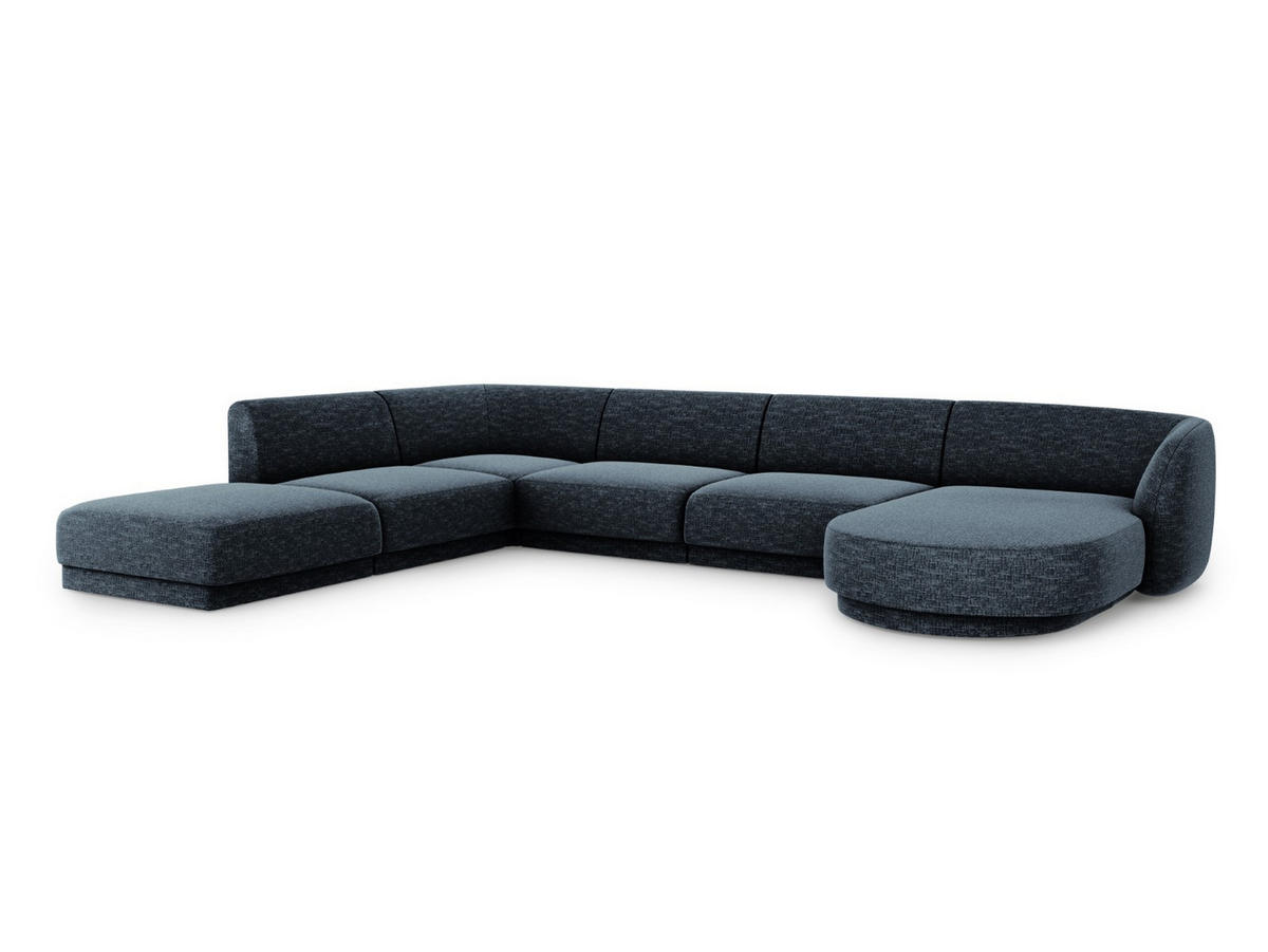 PANORAMASOFA links Miley aus Chenille-Stoff königsblau 6 Sitzplätze - Blau, Textil (255/70/330cm) - Micadoni
