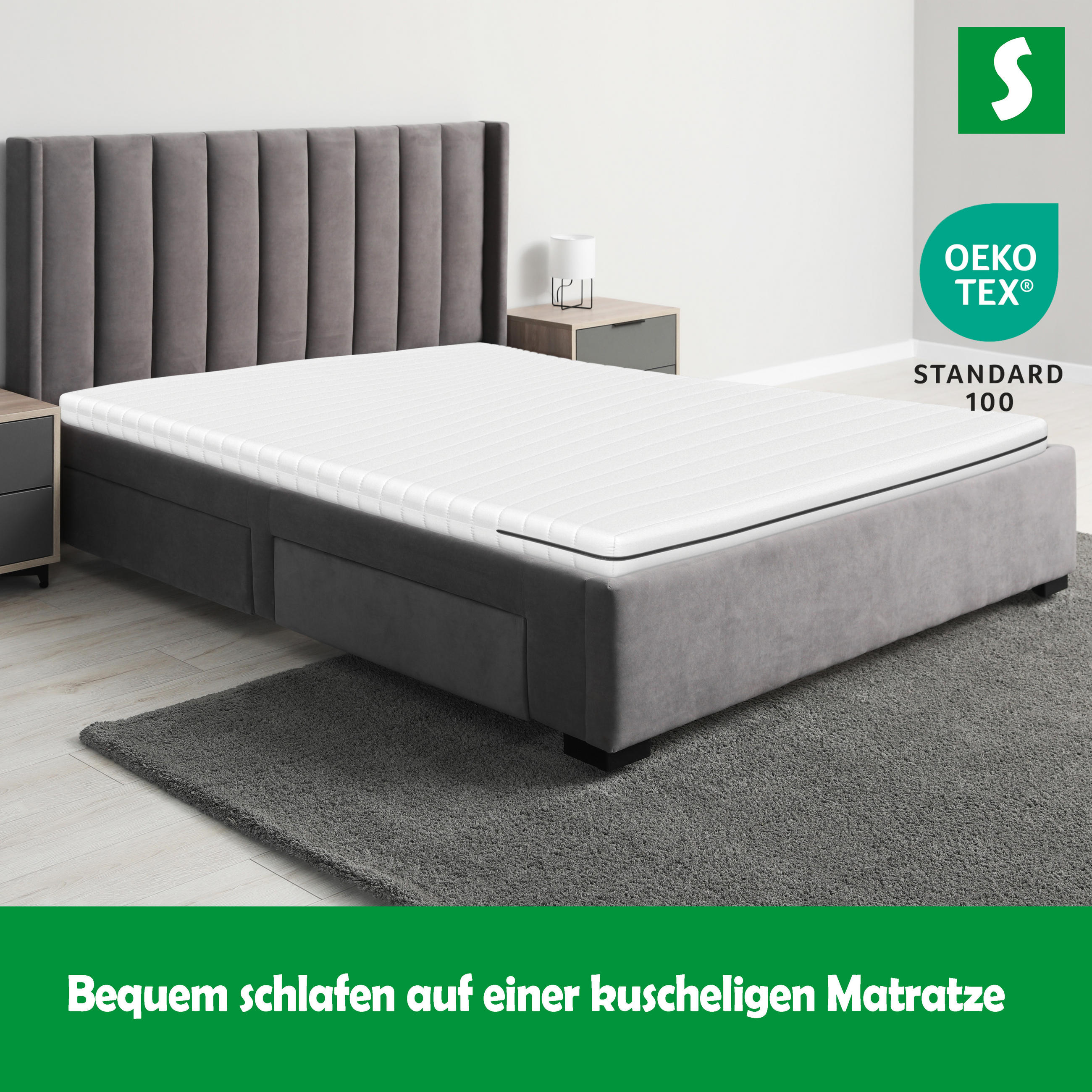 Thumbnail - Schlaftroll Matratze, Weiß, Textil, 1-Sitzer, H2 + H3, Rechteckig, 90x200 cm, Oeko-Tex® Standard 100, wendbar, Wendematr...