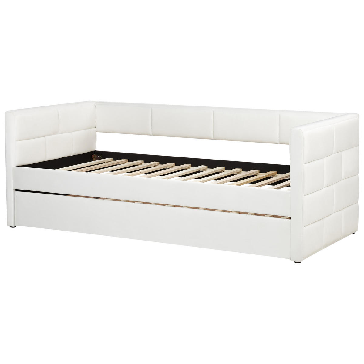 AUSZIEHBETT 90x205 cm Weiß Chavonne - Creme, Textil (90/205cm) - Beliani
