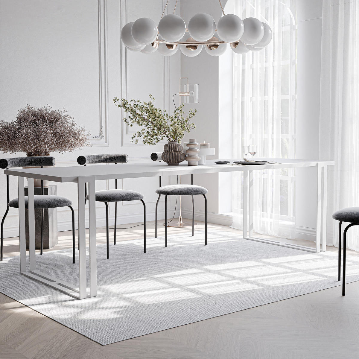 TISCH ausziehbar aus MDF, Weiß - Weiß, Holzwerkstoff (160/80/76cm) - Idohome