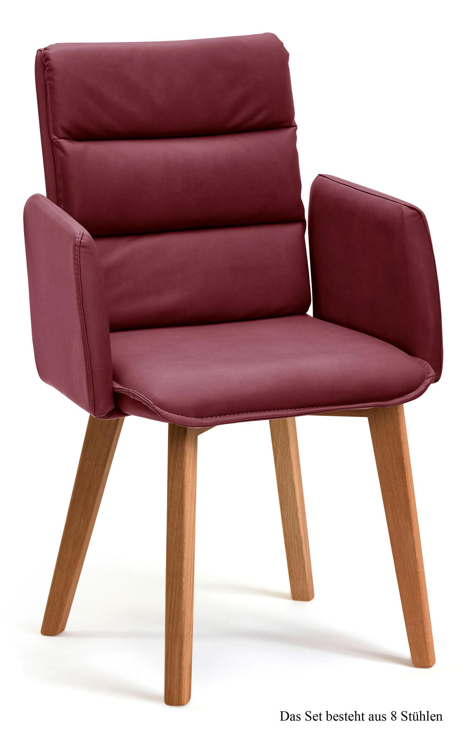 ARMLEHNSTUHL (8er-Set) Daritsa 52x92x60 Eiche geölt/Marsala - Eichefarben/Brombeere, Kunststoff (60/92/52cm) - 58aufmkessel
