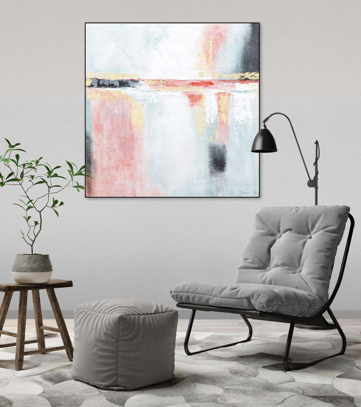 ACRYLBILD HANDGEMALT 80/80 cm - Pink, Holz/Textil (80/80cm) - KUNSTLOFT