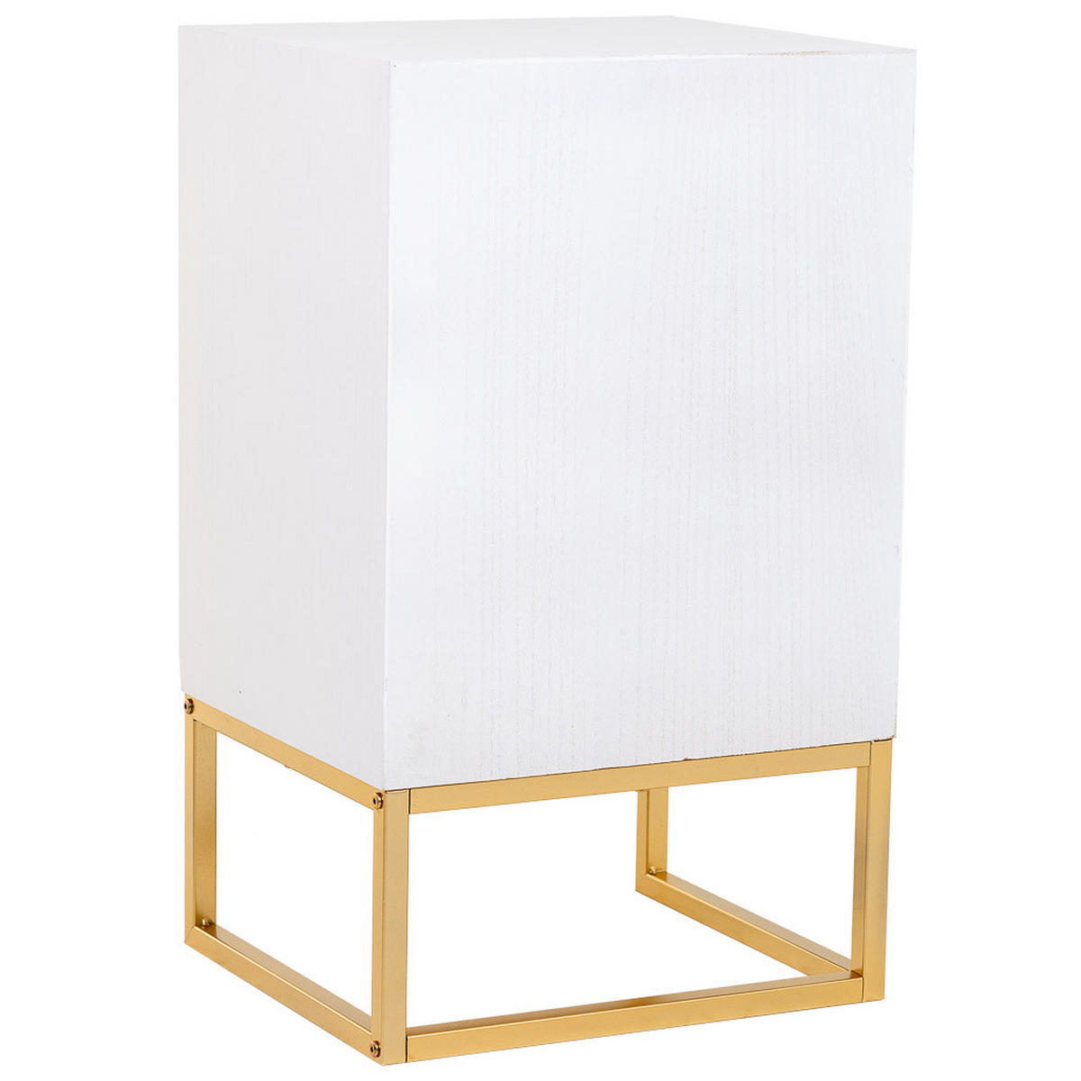 NACHTTISCH aus Metall und Holz, 42x37x71cm - Weiß, Holz (42/71/36cm) - Wanderlust