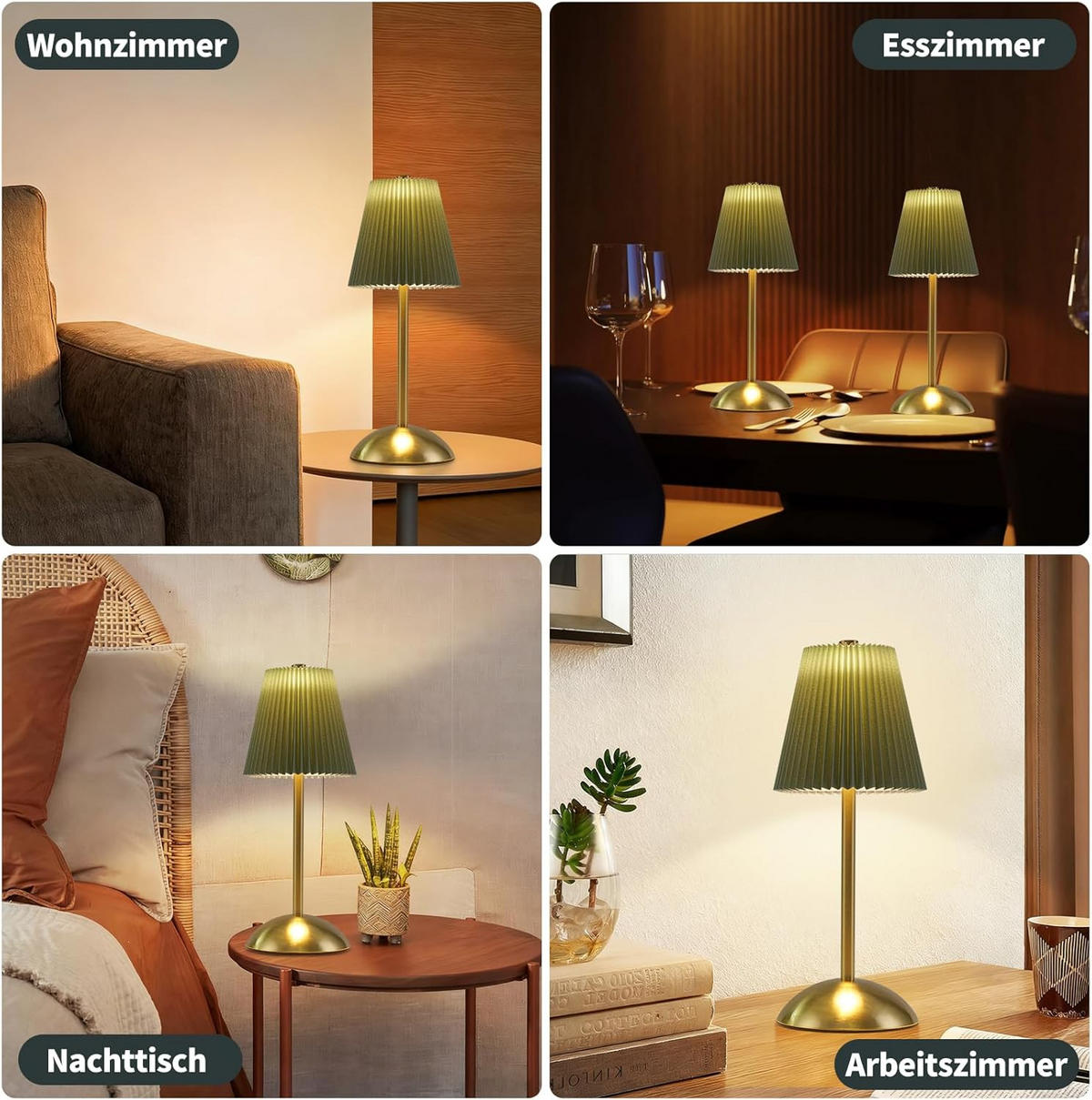 LED-TISCHLEUCHTE BRUCHSAL Ⅲ 12/12/30 cm(2er-set) - Grün, Metall (12/12/30cm) - Nettlife