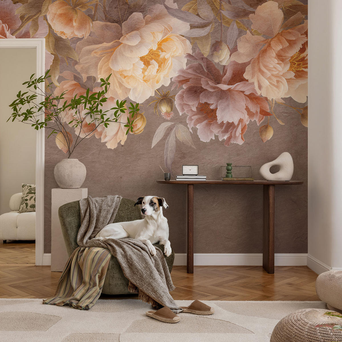 FOTOTAPETE 104x70 cm - Florale Eleganz - Pink, Textil (104/70cm) - Wallfluent