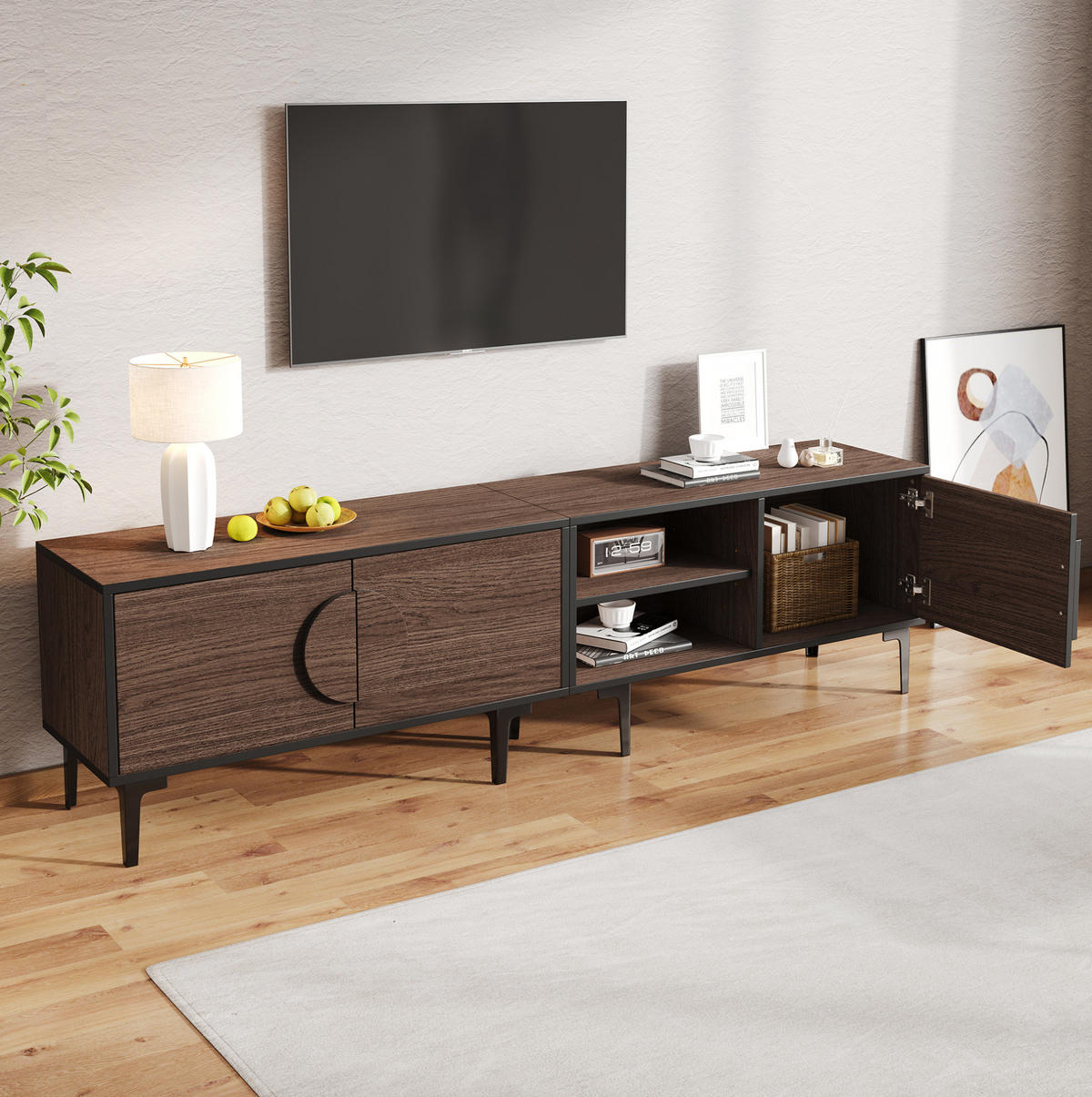 TV-ELEMENT mit 3 Türen 180 x 35 x 49 cm Dark Oak - Braun, Holzwerkstoff (35/49/180cm) - Beauniv