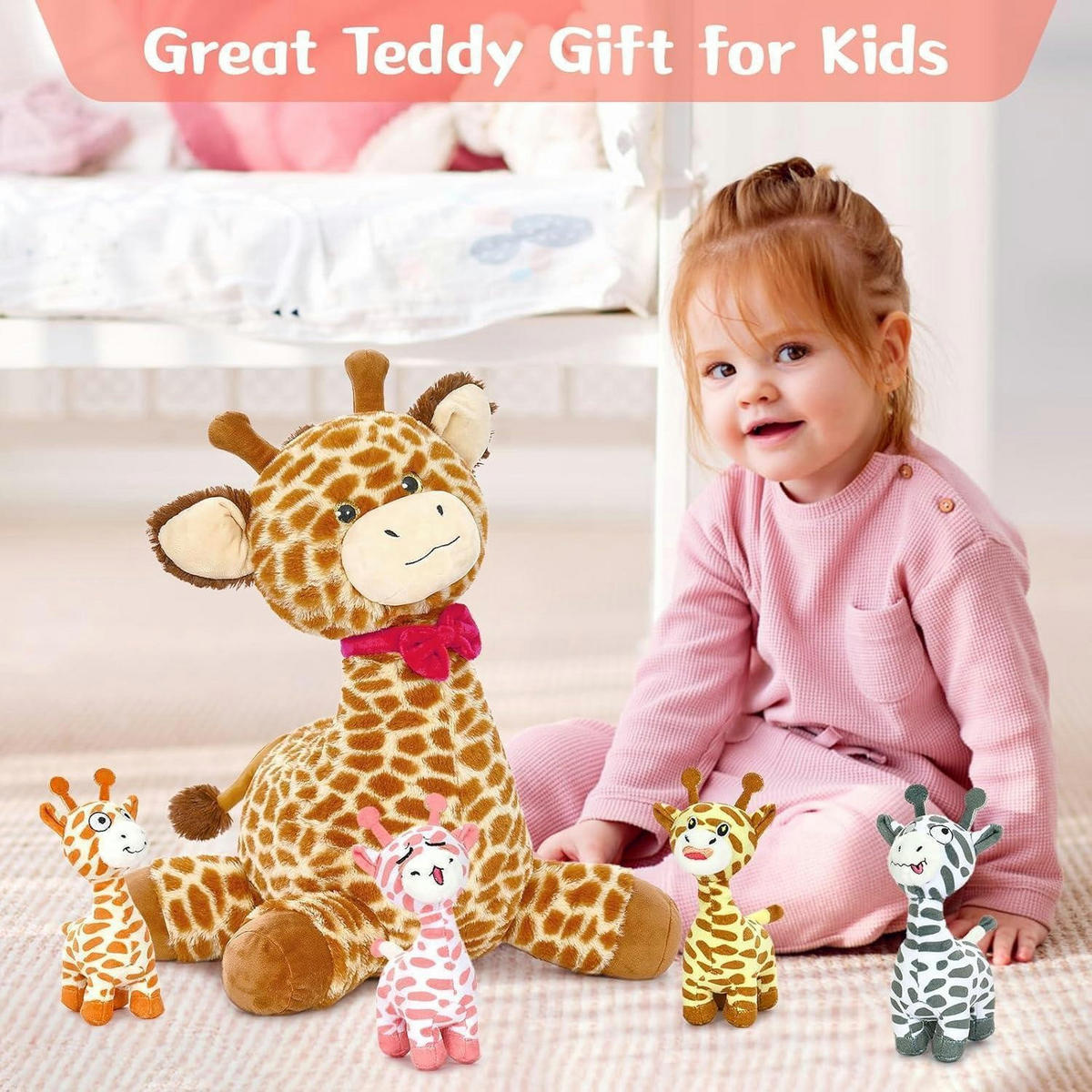 STOFFTIER Giraffe mit 4 Babys 50 cm - Multicolor, Textil (20/55cm)