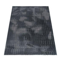 TEPPICH Hochflor waschbar Unifarben Struktur Schlafzimmer Anthrazit Rechteckig 120x160 - Anthrazit, Textil (120/160cm) - KADIMA DESIGN