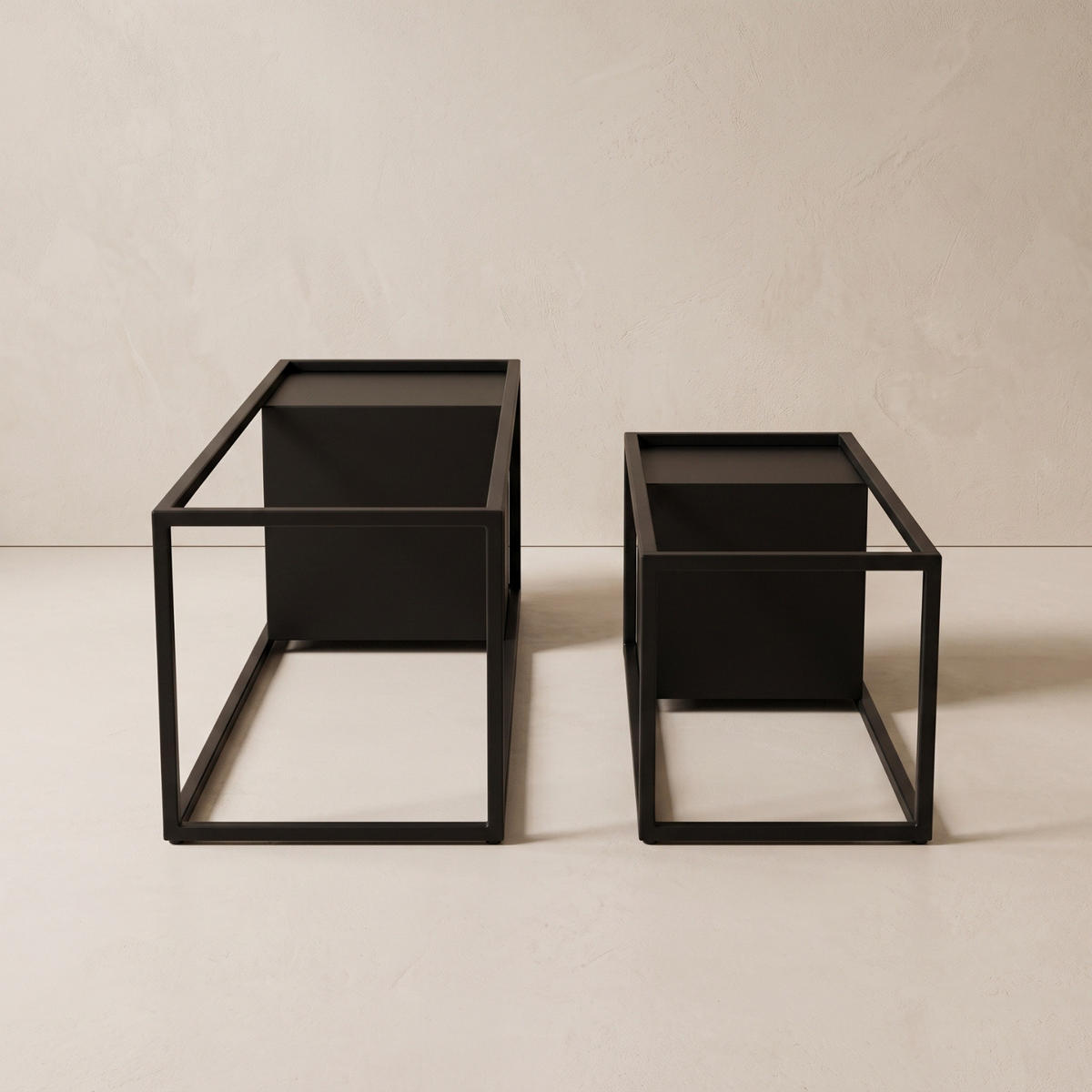 BLUMENTISCH 2er-Set quadratisch Schwarz - Schwarz, Metall (20/60/20cm) - EDENIA