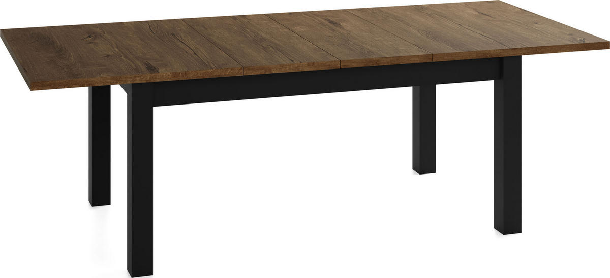 ESSTISCH Lindberg ausziehbar verlängerbar rechteckig, Eiche Braun Rustikal 160-240/90/77 cm - Alteiche/Schwarz, Holz/Holzwerkstoff (160/90/76.5cm) - WFL GROUP