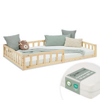 BODENBETT 120x200 cm Natur mit Lattenrost + Matratze - Naturfarben, Holz (90/200cm) - Homestyle4u