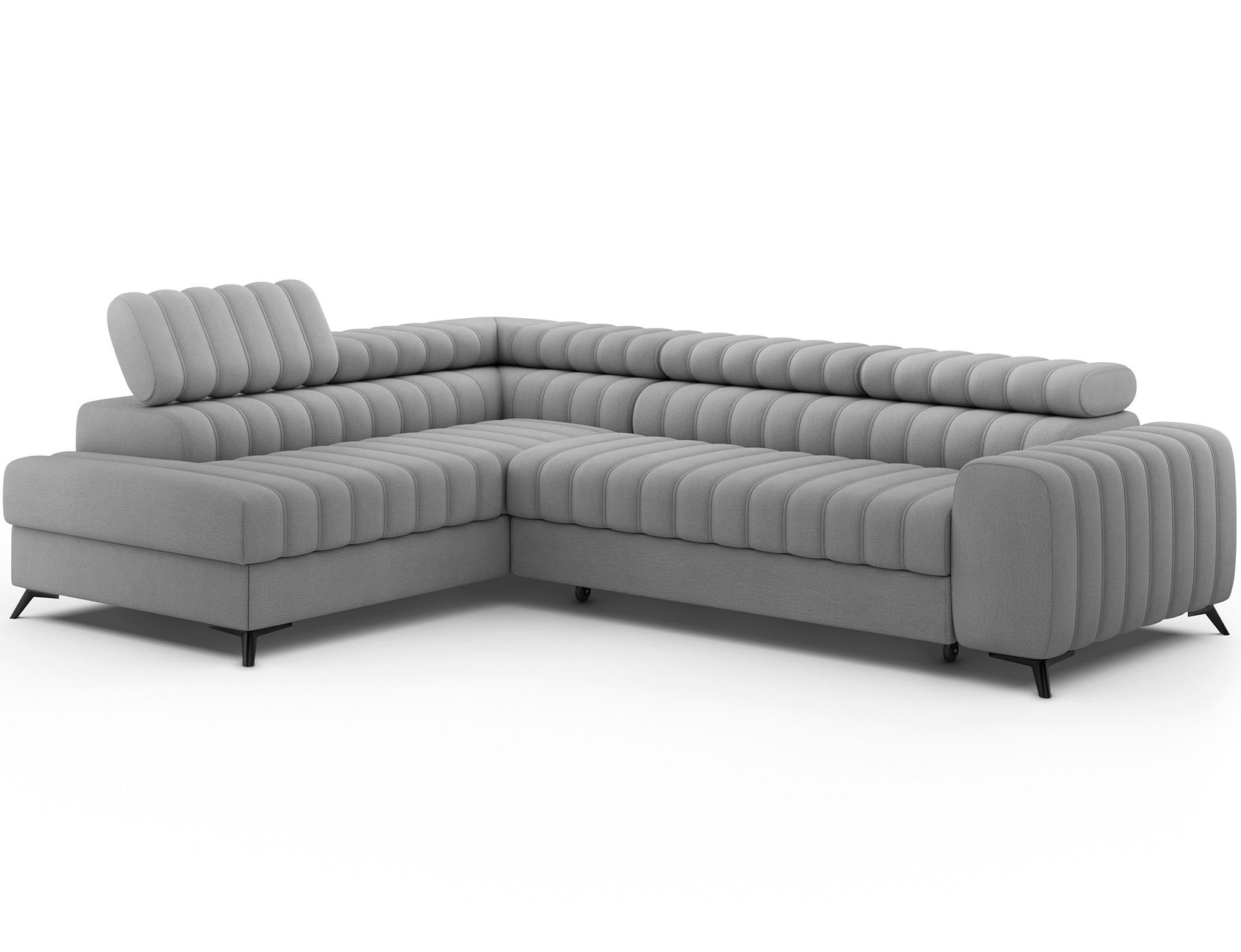 KANEDO Ecksofa mit Schlaffunktion und Bettkasten – Modernes Designsofa, verstellbare Kopfstützen, Metallfüße - Grau, Kunststoff (269/86cm) - Wohnideebilder