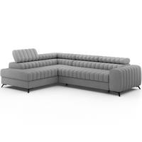 KANEDO Ecksofa mit Schlaffunktion und Bettkasten – Modernes Designsofa, verstellbare Kopfstützen, Metallfüße - Grau, Kunststoff (269/86cm) - Wohnideebilder