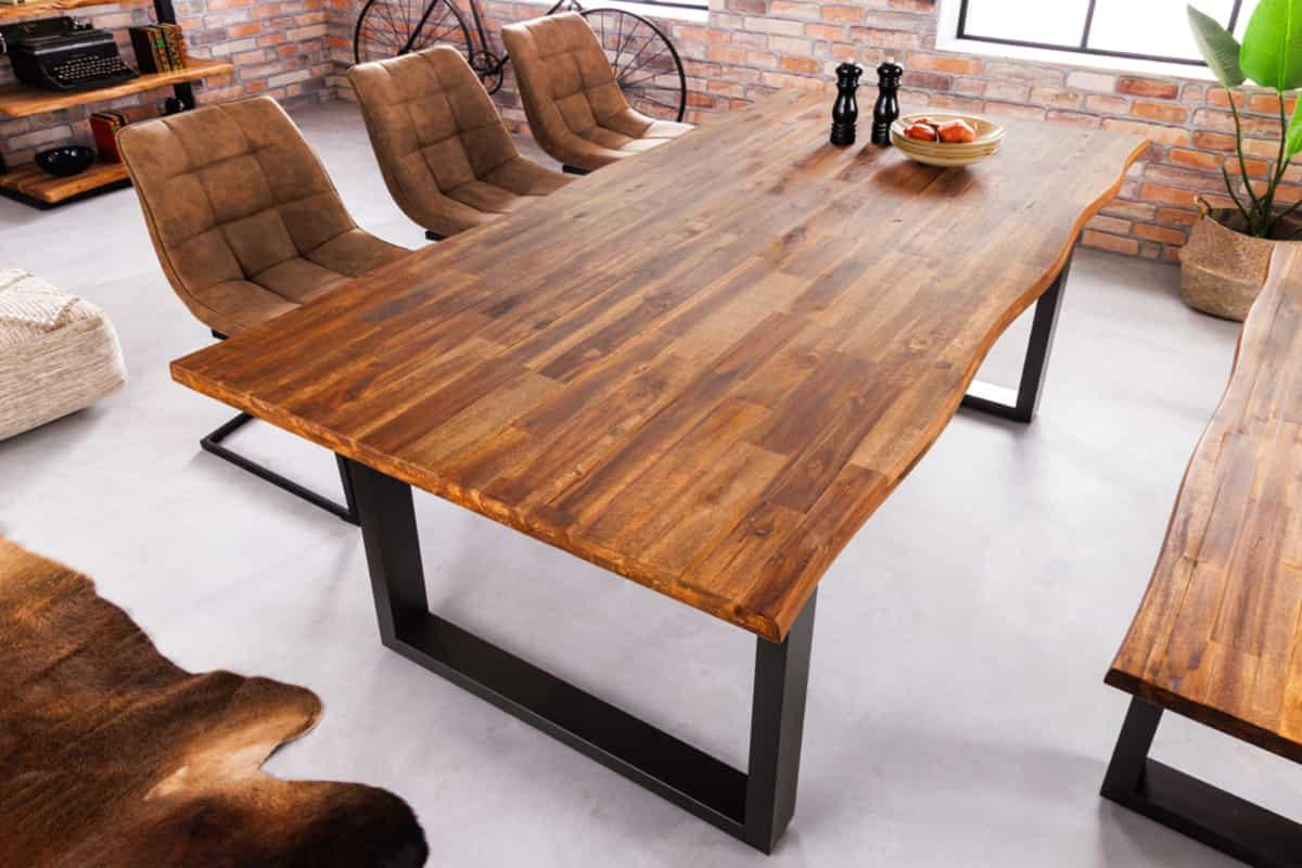ESSTISCH GENESIS Akazie Braun 200cm - Schwarz/Braun, Holz/Metall (100/200/76cm) - riess-ambiente