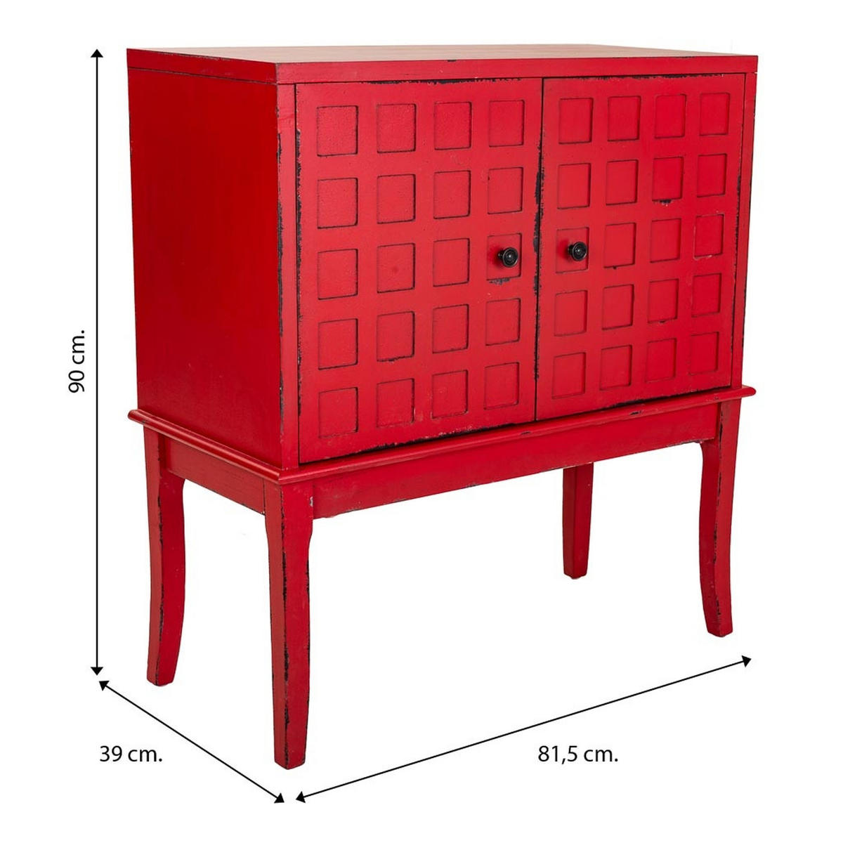 HOLZSCHRANK aus Holz 81x39x90 - Rot, Holzwerkstoff (82/90/39cm) - Wanderlust