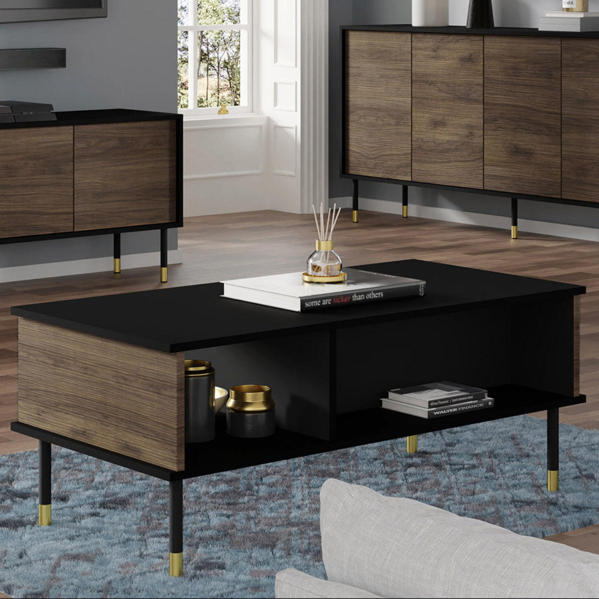 COUCHTISCH Rani Holz und Schwarz - Braun, Holzwerkstoff (55/110/45cm) - Petits-meubles