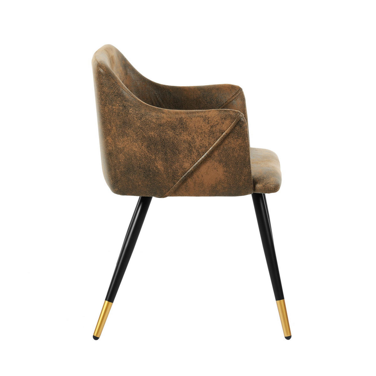 ARMLEHNSTUHL-SET 2 Stück in Samt Metallbeine - Braun, Holz/Textil (52/83/50cm) - Urban Meuble