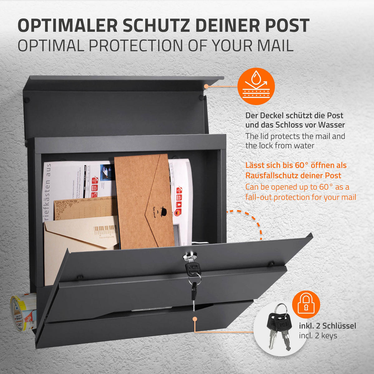 BRIEFKASTEN Anthrazit mit bepflanzbarem Ständer - Anthrazit, Metall (120cm) - ML-DESIGN