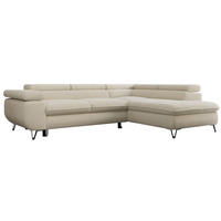 ECKSOFA PEDRO L Beige Boucle - Rechts Seite - Beige/Schwarz, Textil/Metall (273/208cm) - MKS