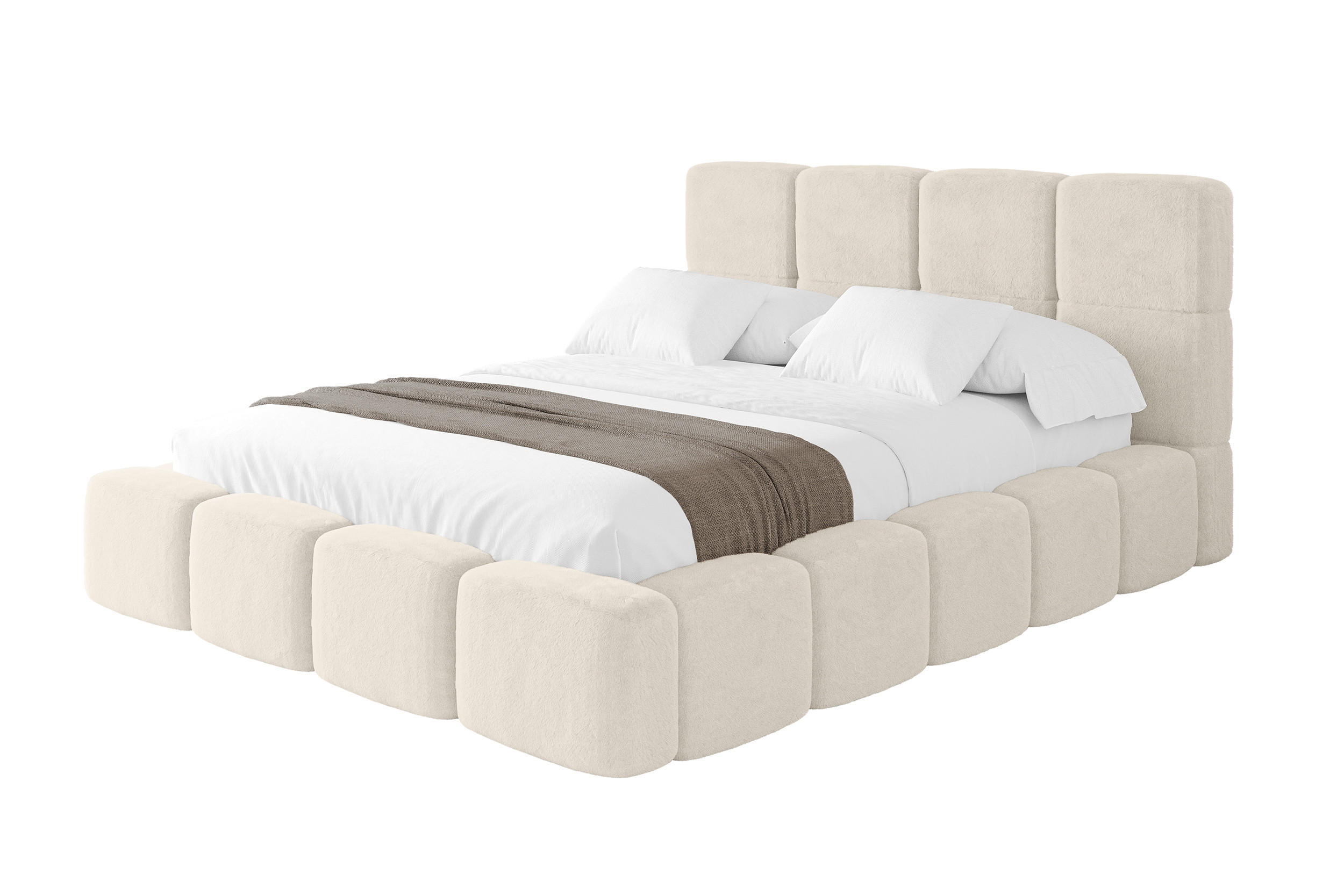 POLSTERBETT mit Bettkasten und Lattenrost mit Kopfteil, Boxbett ohne Matratze, mit Stauraum - NATA 200x200 Hellbeige - Beige, Holzwerkstoff/Textil (200/200cm) - ALTDECOR