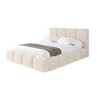 POLSTERBETT mit Bettkasten und Lattenrost mit Kopfteil, Boxbett ohne Matratze, mit Stauraum - NATA 140x200 Hellbeige - Beige, Holzwerkstoff/Textil (140/200cm) - ALTDECOR