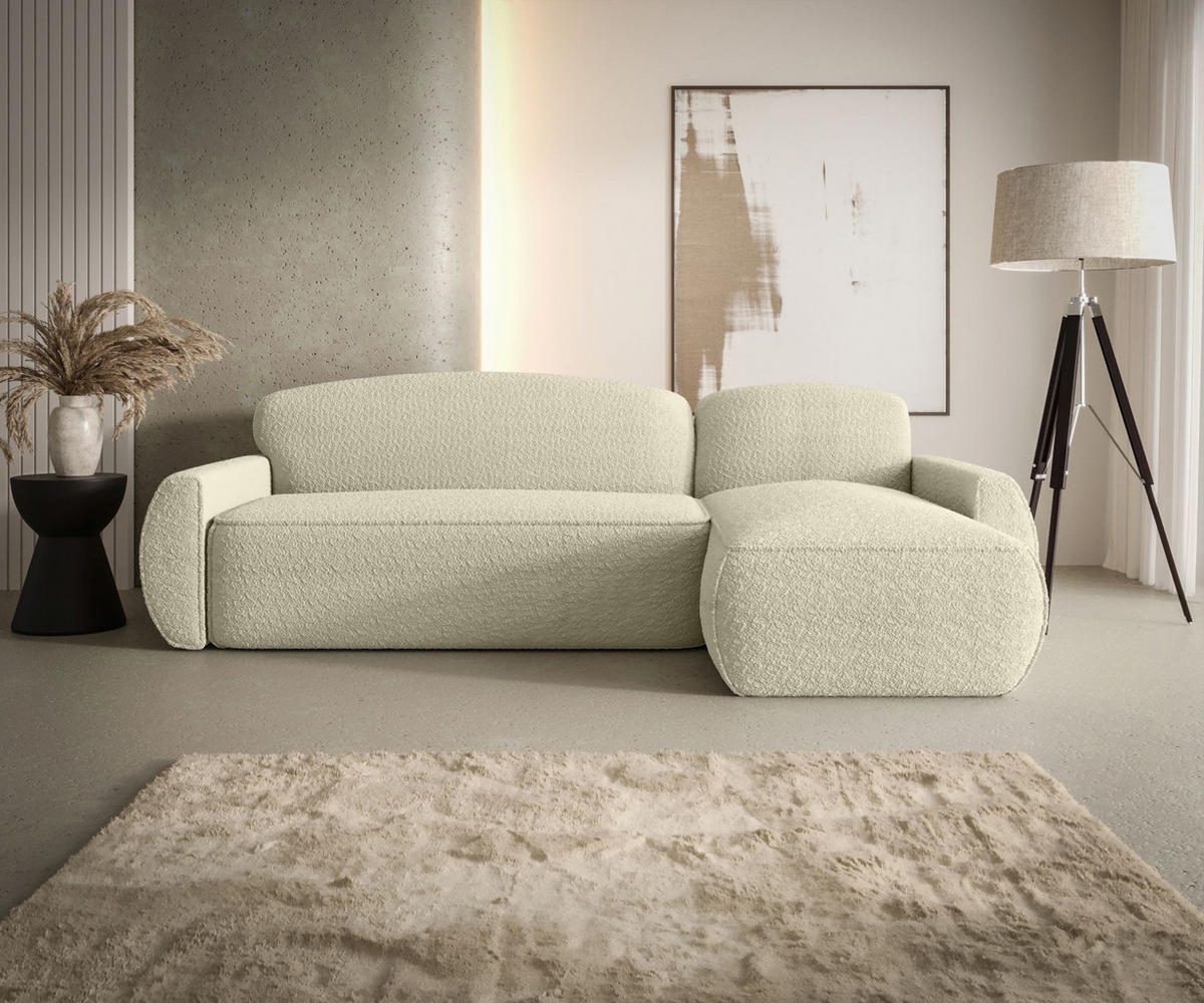 ECKSOFA mit Schlaffunktion LUCAS Quelle 02 Rechts - Ecru, Textil (240/145cm) - Bedante