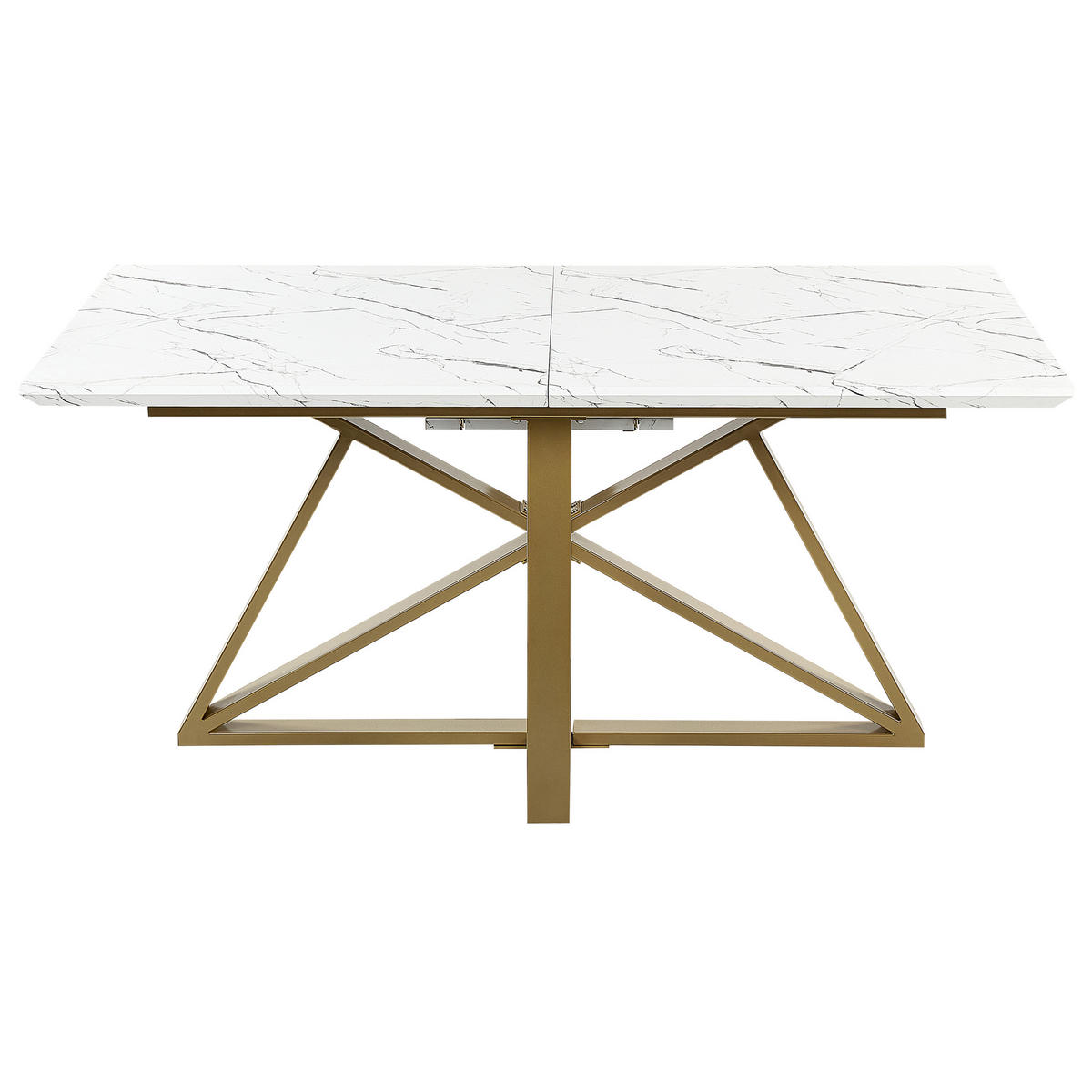 ESSTISCH 160-200/90/77 cm Weiß, Goldfarben Rechteckig Maximus - Weiß, Holzwerkstoff (200/90/77cm) - Beliani