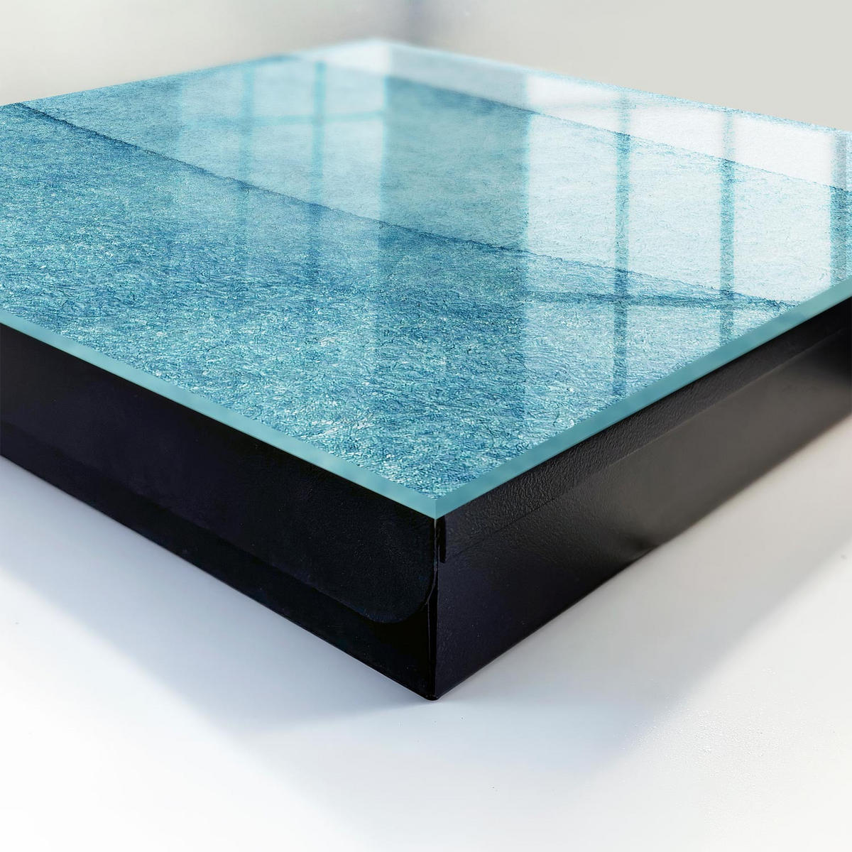 SCHLÜSSELBOX Schwarz 30x30 cm- Türöffnung nach rechts - Blaue Texturen - Blau, Metall (30/30/5cm) - TULUP