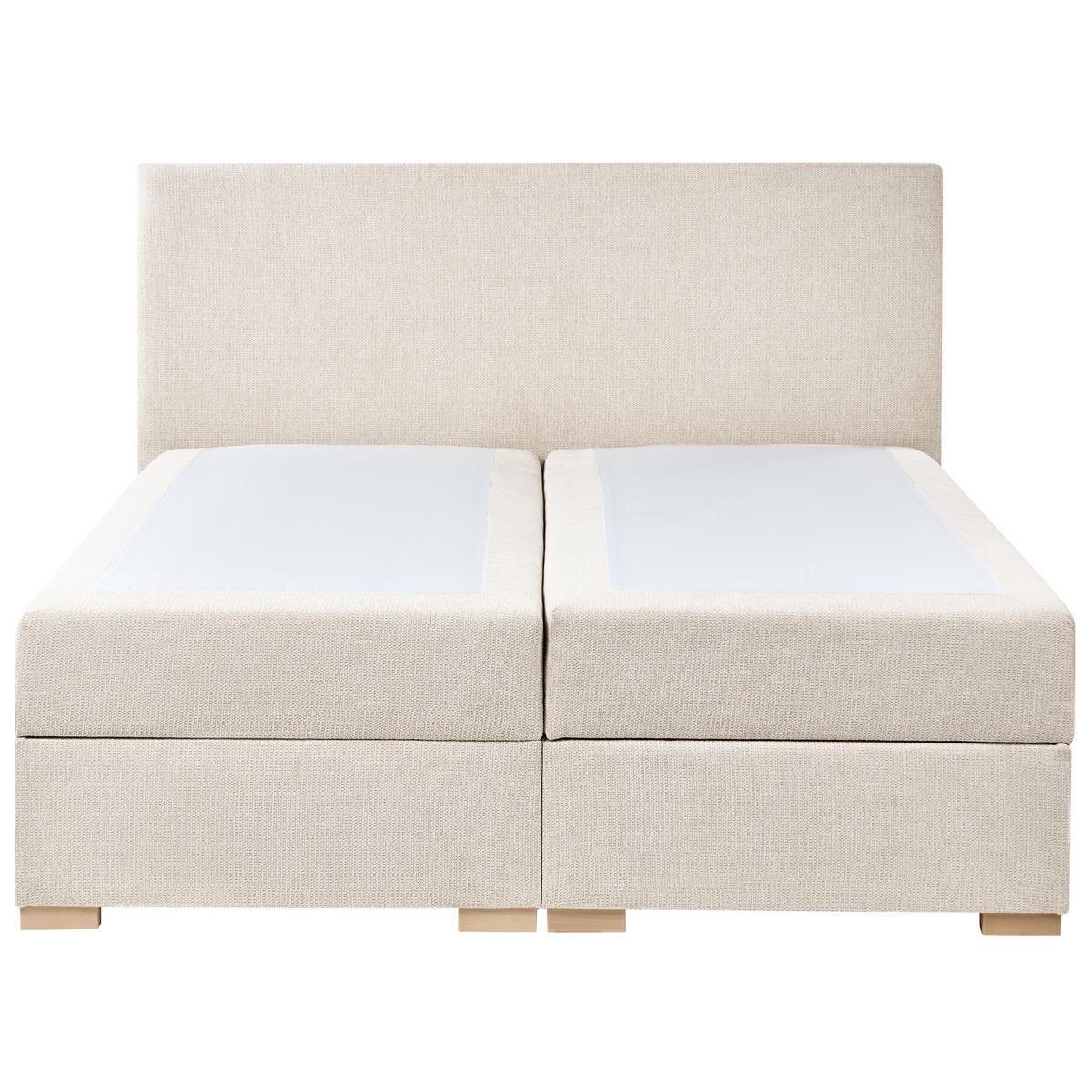 BOXSPRINGBETT mit Stauraum 160/200 cm Stoff Hellbeige Major - Beige, Textil (160/200cm) - Beliani