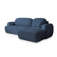 ECKSOFA MODENZA P R-S Blau Kordstoff mit Schlaffunktion - Blau, Holz (266/148cm) - MASSENO