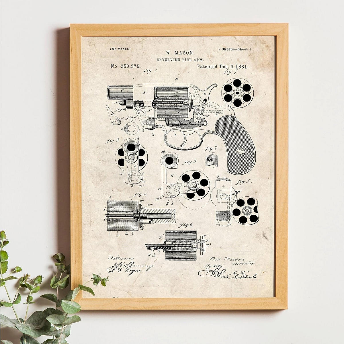 POSTER Set mit 4 Vintage Waffen Patent Größe A4 Rahmenlos - Klar, Papier (21/1/29.7cm) - Nacnic