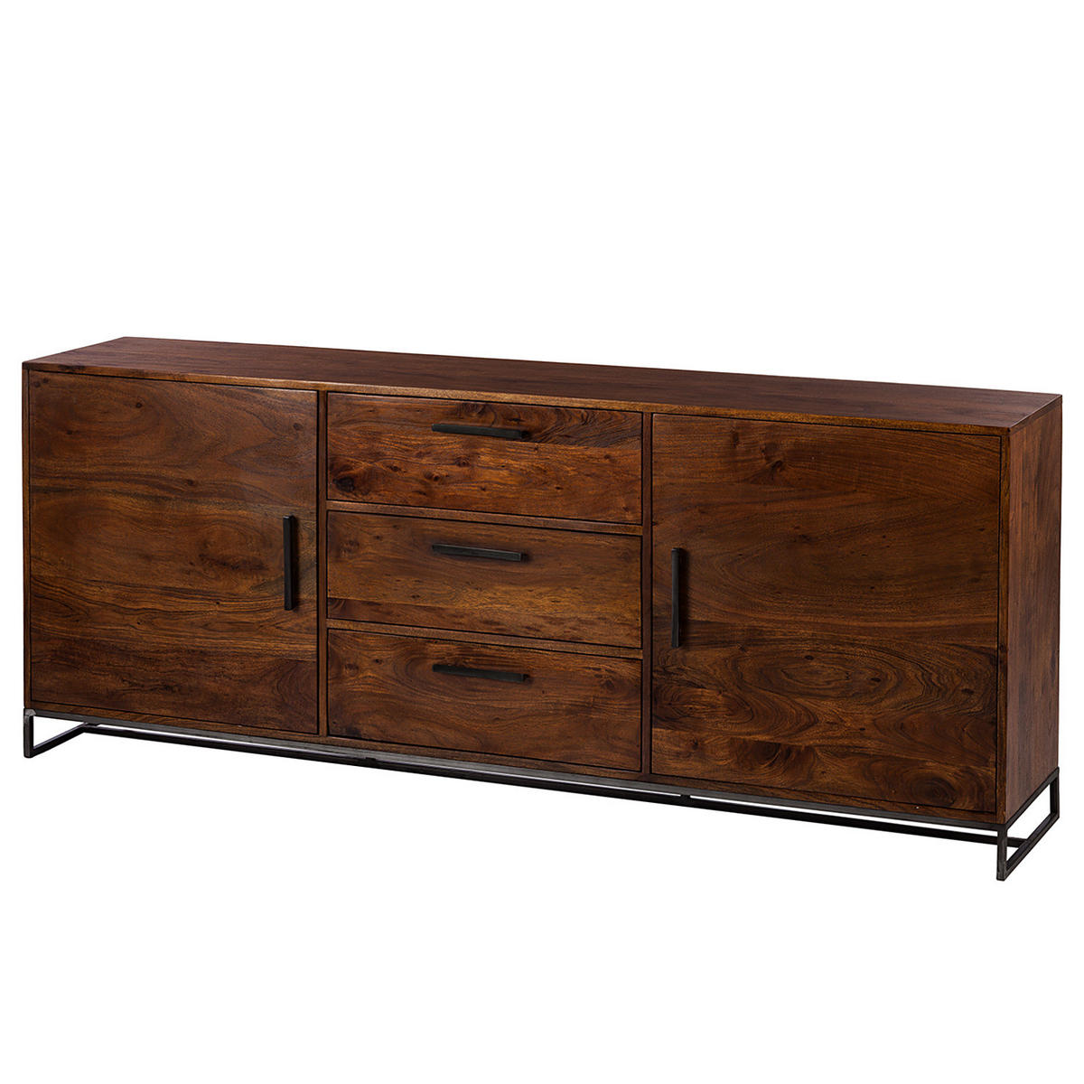 SIDEBOARD - Akazie massiv / Eisen, Typ A - Akaziefarben, Holz (200/80/40cm) - home24