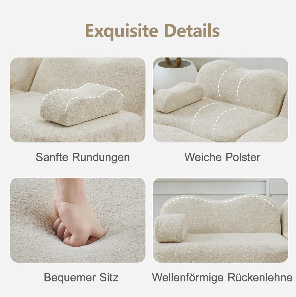 ECKSOFA 384/167/70 cm Beige aus Velvet mit modularem Design - Beige, Textil (167/384cm) - OKMYHOME
