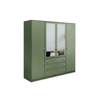 DREHTÜRENSCHRANK GALIO 196/200/57,5 cm 4-türig mit Spiegel Grün - Grün, Holzwerkstoff (196/200/57.5cm) - MASSENO