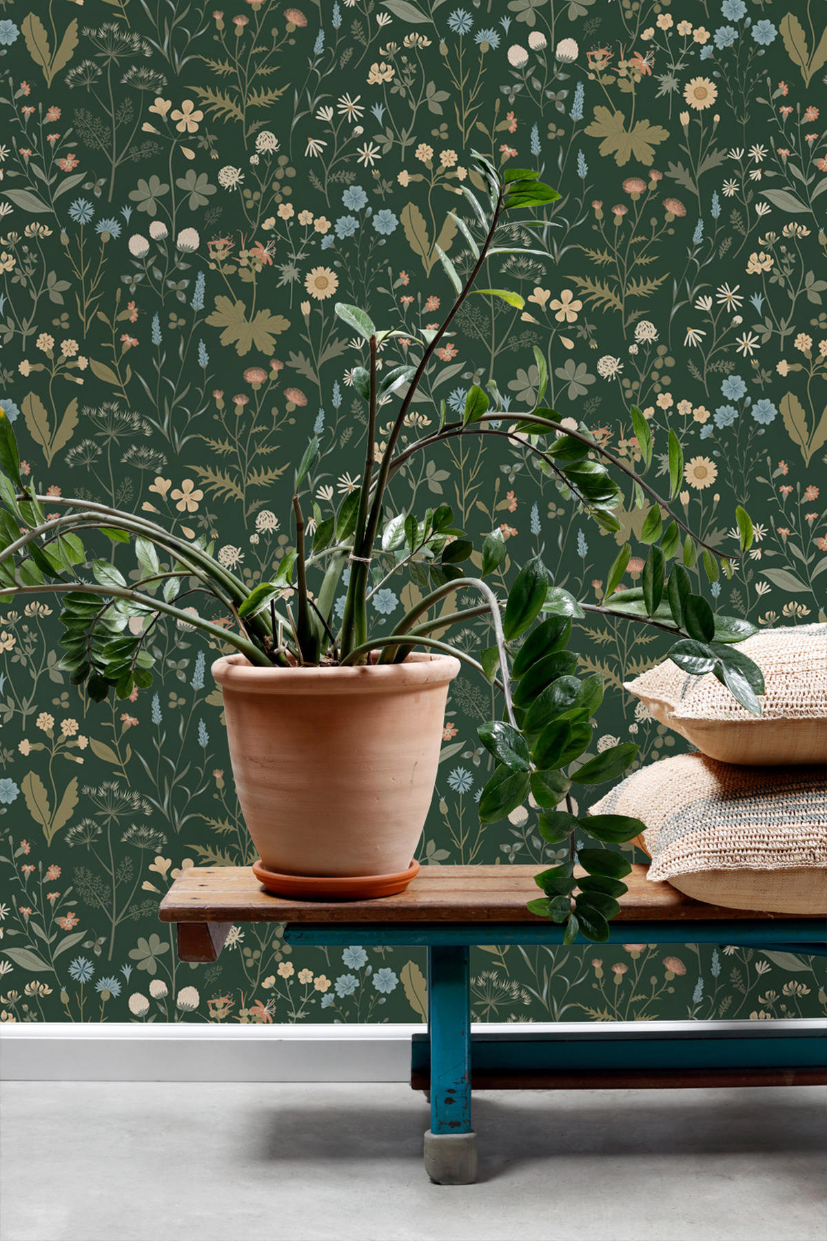 TAPETE Feldblumen 53 cm x 10.05 m - Grün, Papier (53/1000cm) - ESTAhome