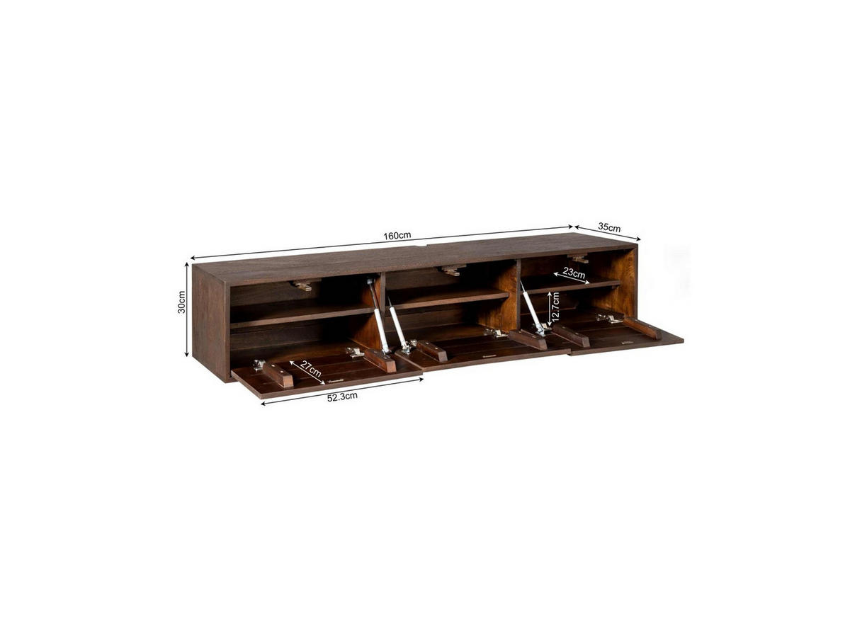 LOWBOARD Quantum Mangoholz 160 cm / 35 cm Braun - Braun, Holz (160/30/35cm) - Villa Möbel
