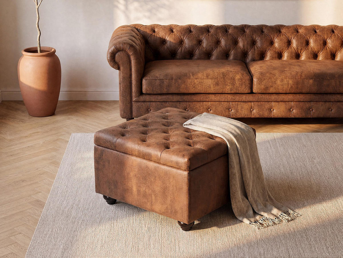 SITZHOCKER - 1 Person - stoff - braun Lomai - Braun, Holz/Textil (61/44/61cm) - Vente-Unique