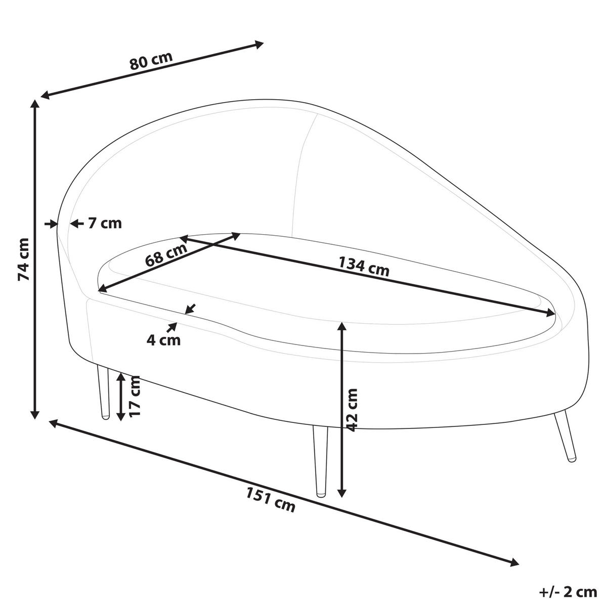 CHAISELONGUE-LINKSSEITIGE Weiß Valreas - Goldfarben/Creme, Textil (151/74/80cm) - Beliani