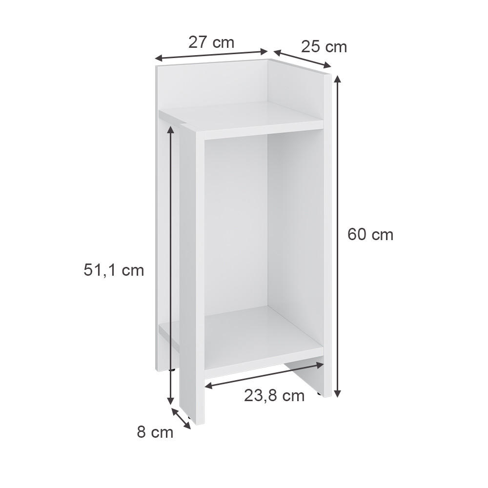 NACHTTISCH Lenar Weiß 27 x 60 cm 2er-Set - Weiß, Holzwerkstoff (27/60/25cm) - Vicco