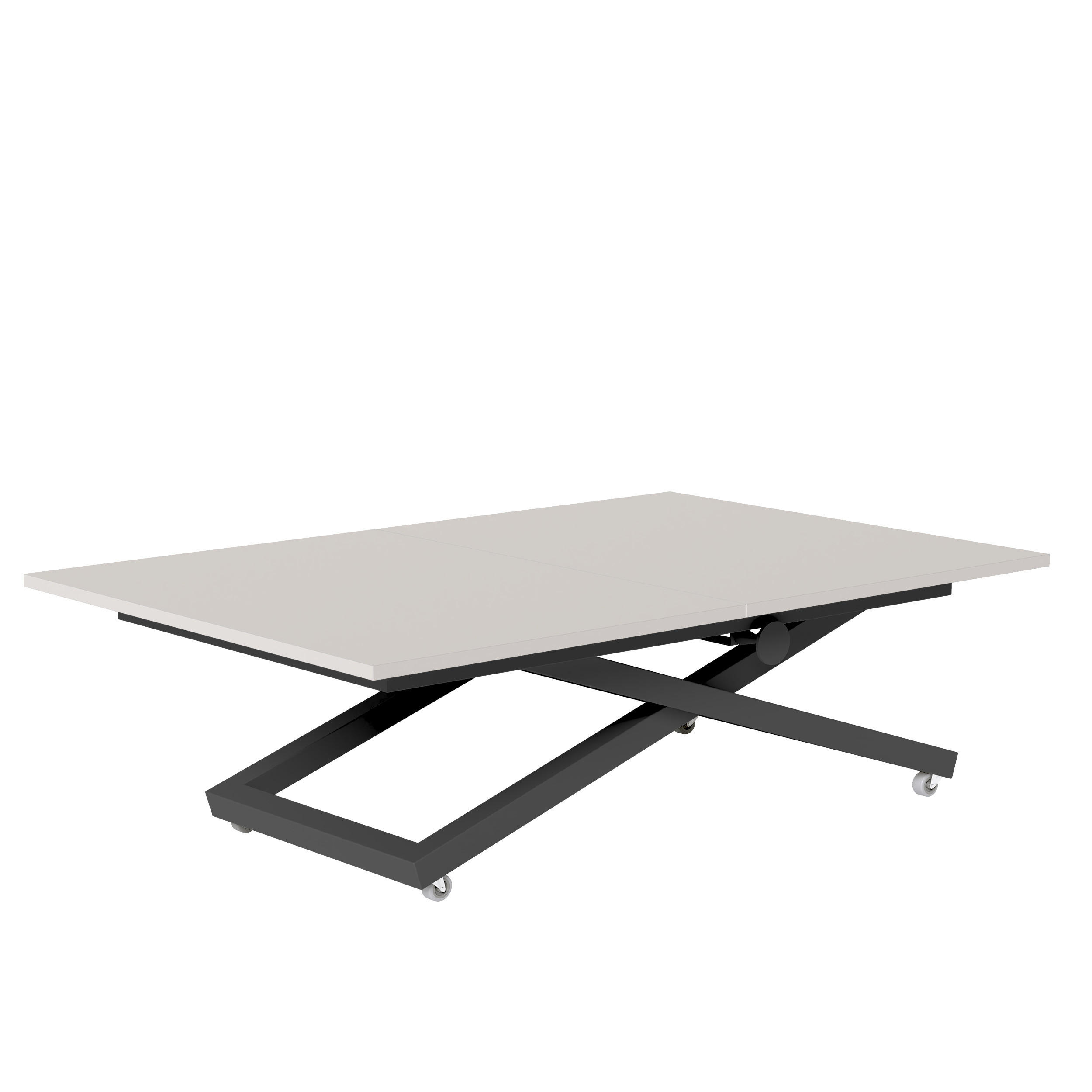 COUCHTISCH ARIA 120-160/80 cm, Höhenverstellbar, Schwarz / Kaschmir - Kaschmir/Schwarz, Holzwerkstoff/Metall (120/80/38cm) - Idohome