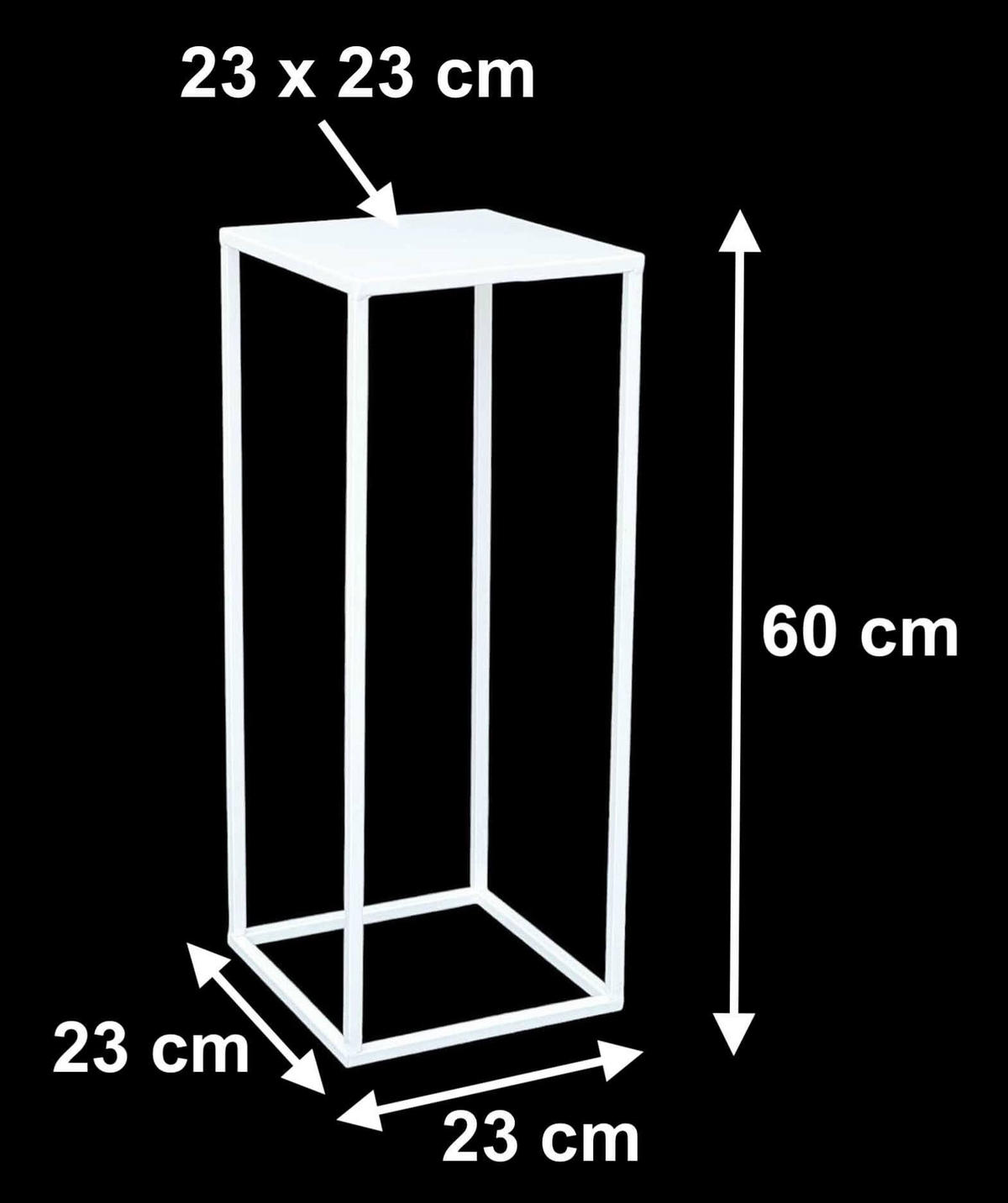 DANDIBO Blumenhocker Metall Weiß Eckig 60 cm Blumenständer Beistelltisch 96482 M Blumensäule Modern Pflanzenständer Pflanzenhocker - Weiß, Metall (23/60/23cm) - DanDiBo