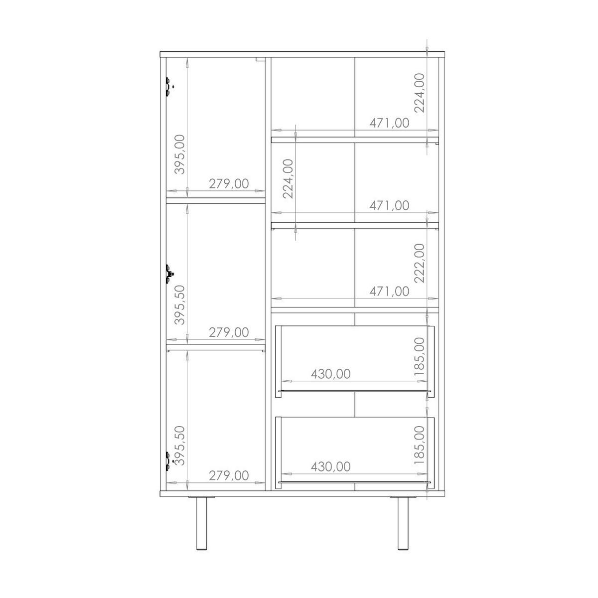 BÜCHERREGAL NUBIO 04 schwarz - Schwarz, Holzwerkstoff (80/140/41cm)