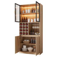 VITRINE 180 cm aus MDF mit Glastüren und LED-Beleuchtung Natur - Naturfarben, Holzwerkstoff (80/180/40cm) - Modenvie