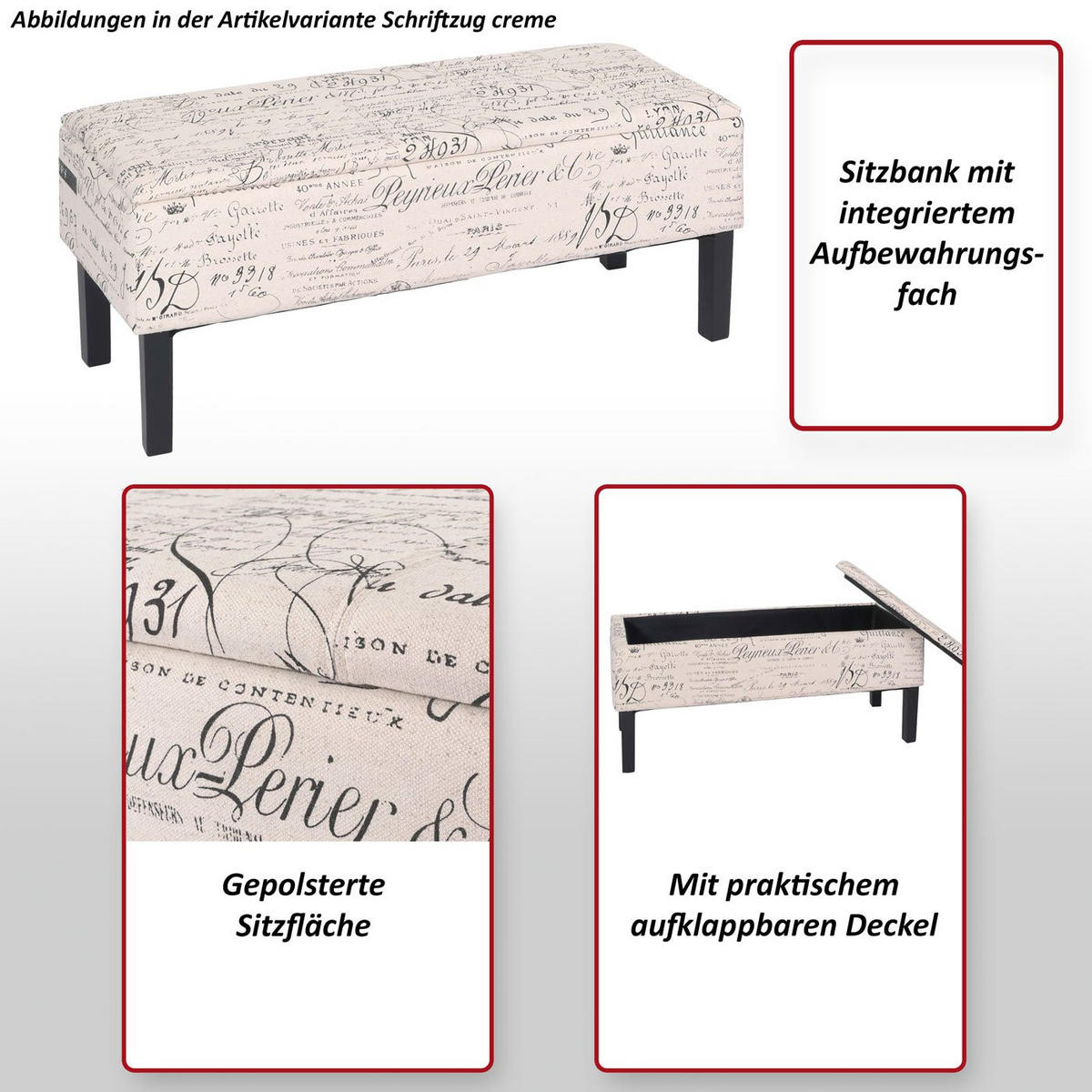 SITZBANK RENENS SCHWARZ Weiß, Schwarz - Multicolor/Schwarz, Textil (36/44/95cm) - MCW