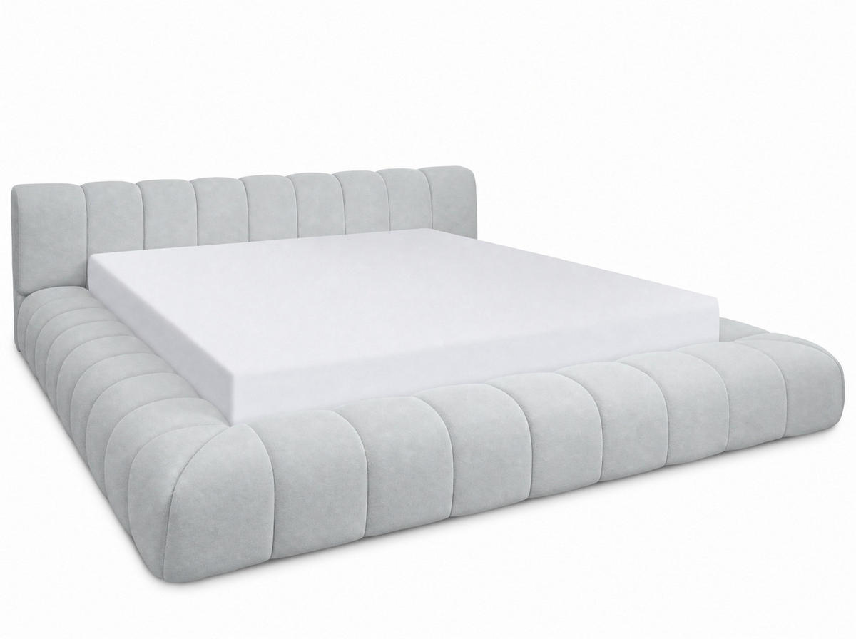 POLSTERBETT Adore Hellgrau 160/200 cm Samt mit Bettkasten - Hellgrau, Textil/Metall (160/200cm) - wonello
