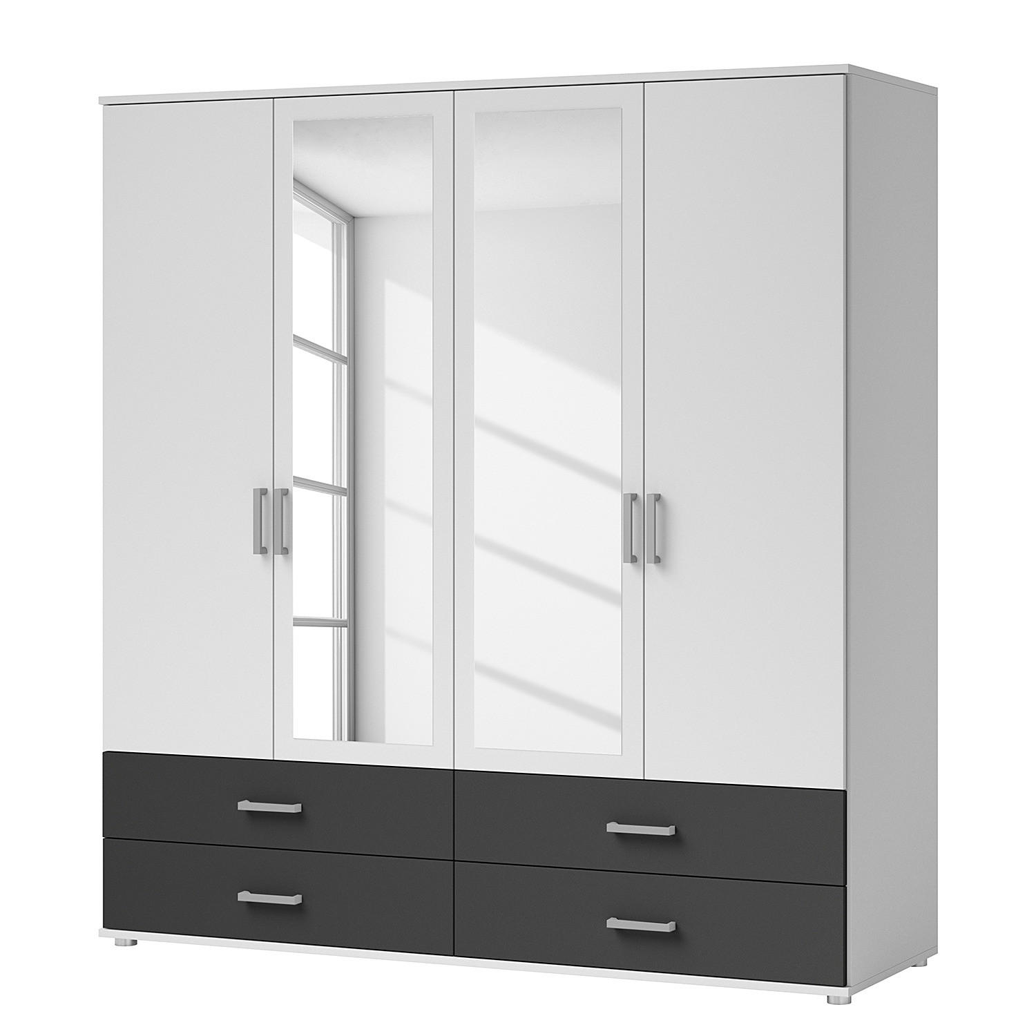 DREHTÜRENSCHRANK mit Spiegeltüren - Silberfarben/Graphitfarben, Holzwerkstoff/Kunststoff (180/190/51cm) - home24