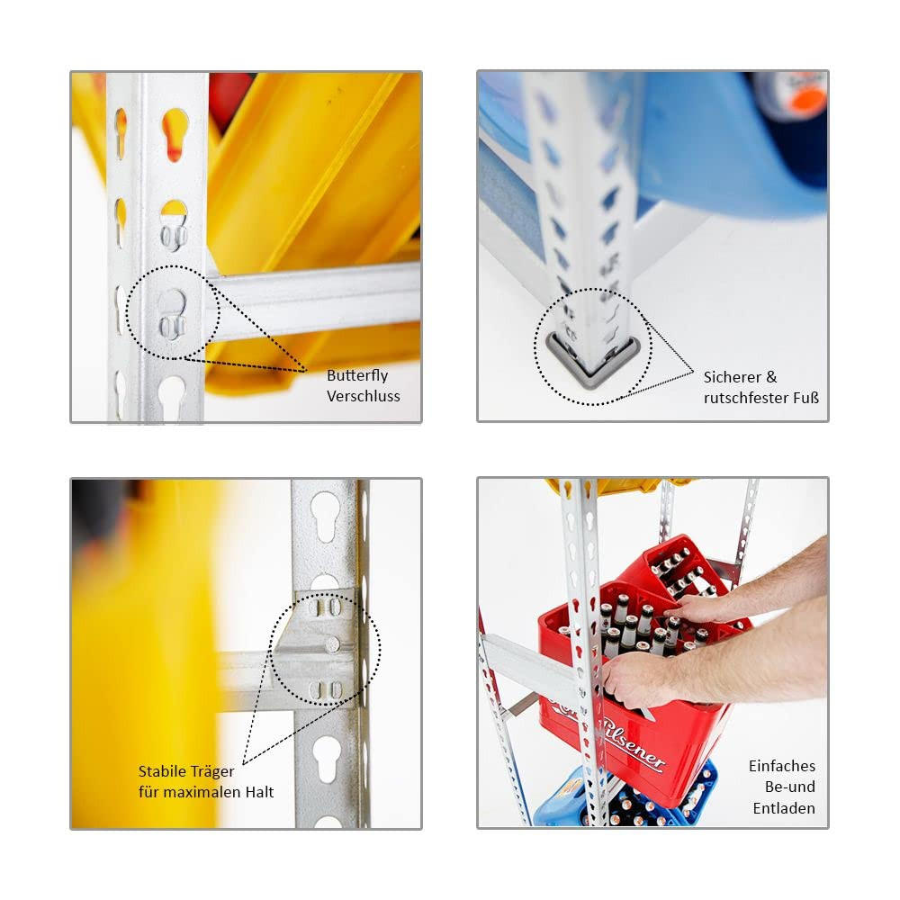 GETRÄNKEKISTENREGAL Big Camel 180x80x30 cm Verzinkt - Silberfarben, Metall (80/180/30cm) - PROREGAL