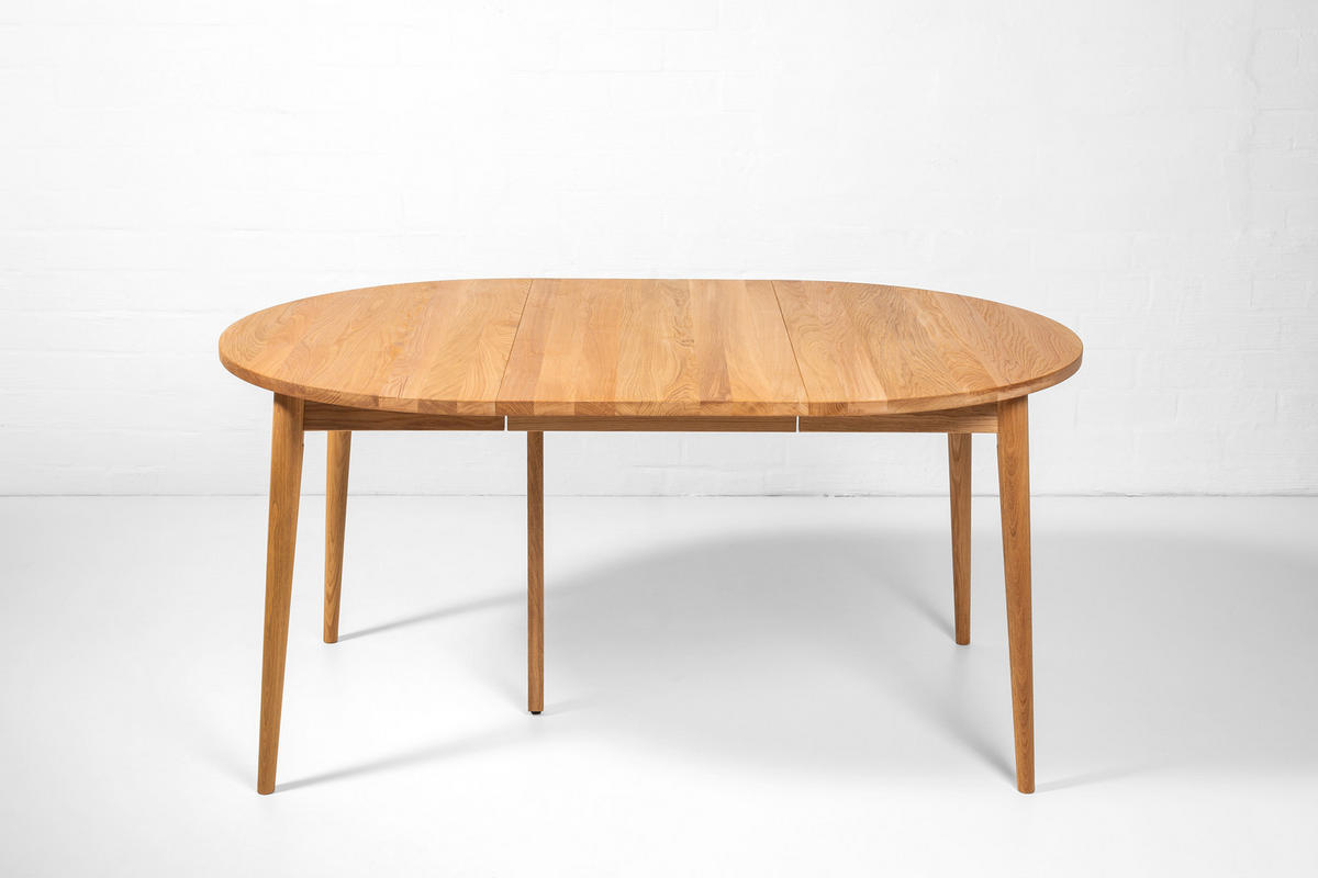 ESSTISCH BO D108 + 2 Verlängerungen, natürliches Ölwachs - Beige, Holz (108/108/75cm) - WOODEK